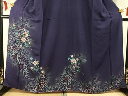 平和屋着物●訪問着 手描き 草花文 暈し染め 銀彩 正絹 逸品 AABF5951fy