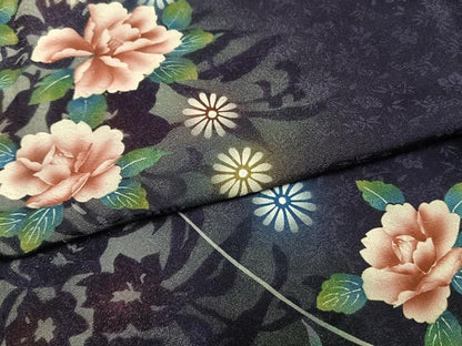 平和屋着物●訪問着 手描き 草花文 暈し染め 銀彩 正絹 逸品 AABF5951fy