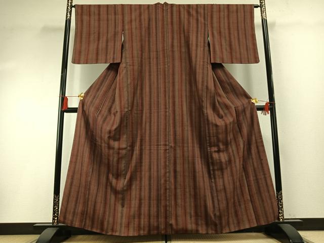 平和屋着物●上質な紬 縞 正絹 逸品 未使用 AABF5953fy