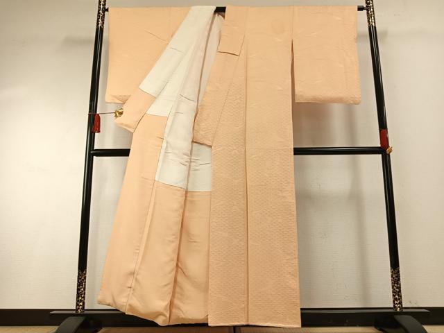 平和屋着物●上質な色無地　紅葉　青海波地紋　雄黄色　正絹　逸品　AABF5959fy