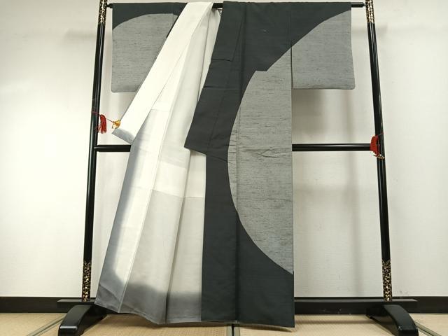 平和屋着物●訪問着 紬地 抽象文様 正絹 逸品 AABF5961fy