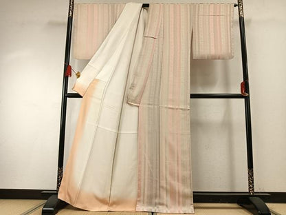 平和屋着物●上質な小紋　草花間道　正絹　逸品　AABF5962fy
