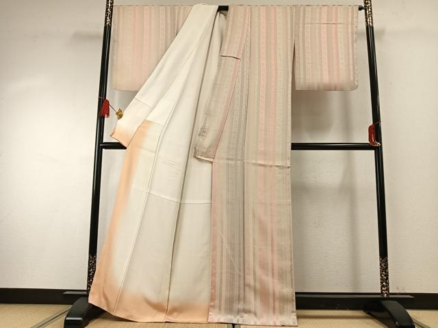 平和屋着物●上質な小紋　草花間道　正絹　逸品　AABF5962fy