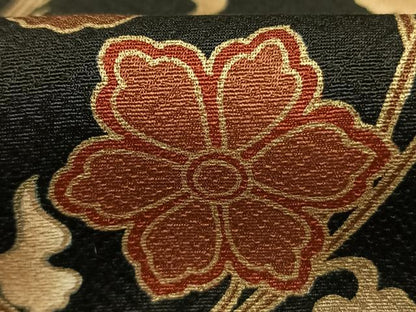 平和屋着物●訪問着　花唐草文　黒地　金彩　正絹　逸品　AABF5963fy