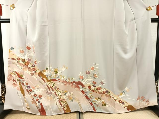 平和屋着物●訪問着　友禅　駒刺繍　熨斗花文　暈し染め　正絹　逸品　AABF5965fy