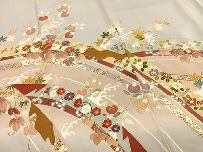 平和屋着物●訪問着　友禅　駒刺繍　熨斗花文　暈し染め　正絹　逸品　AABF5965fy