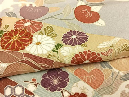 平和屋着物●訪問着　友禅　駒刺繍　熨斗花文　暈し染め　正絹　逸品　AABF5965fy