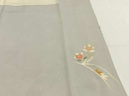 平和屋着物●訪問着　友禅　駒刺繍　熨斗花文　暈し染め　正絹　逸品　AABF5965fy
