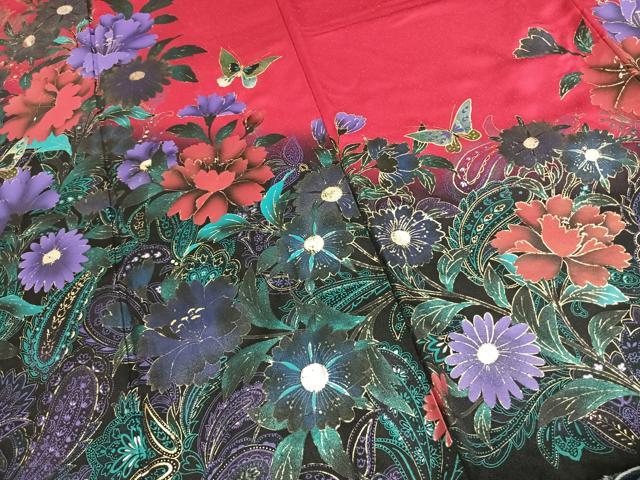 平和屋着物●豪華振袖 花蝶文 暈し染め 金銀彩 正絹 逸品 AABF5969fy