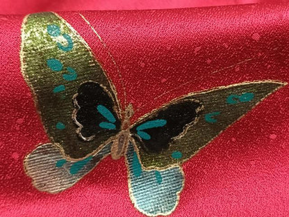 平和屋着物●豪華振袖 花蝶文 暈し染め 金銀彩 正絹 逸品 AABF5969fy