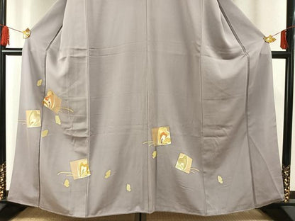 平和屋着物●訪問着 駒刺繍 色紙舞蝶文 金彩 正絹 逸品 AABF5970fy