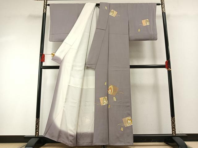 平和屋着物●訪問着 駒刺繍 色紙舞蝶文 金彩 正絹 逸品 AABF5970fy