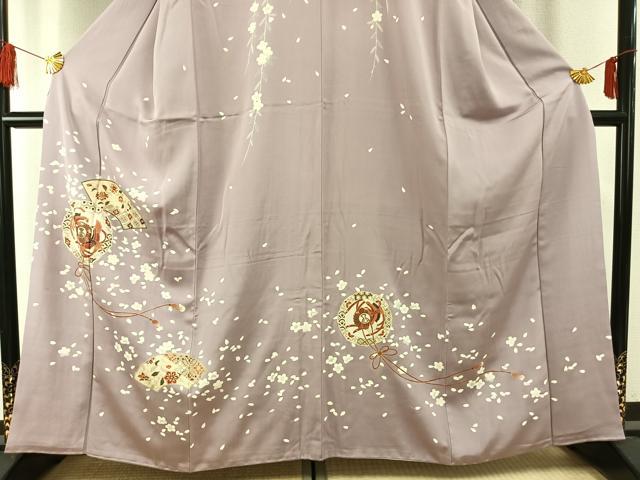 平和屋着物●訪問着 吉祥地紙花鳥文 金彩 正絹 逸品 AABF5973fy