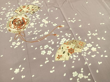 平和屋着物●訪問着 吉祥地紙花鳥文 金彩 正絹 逸品 AABF5973fy