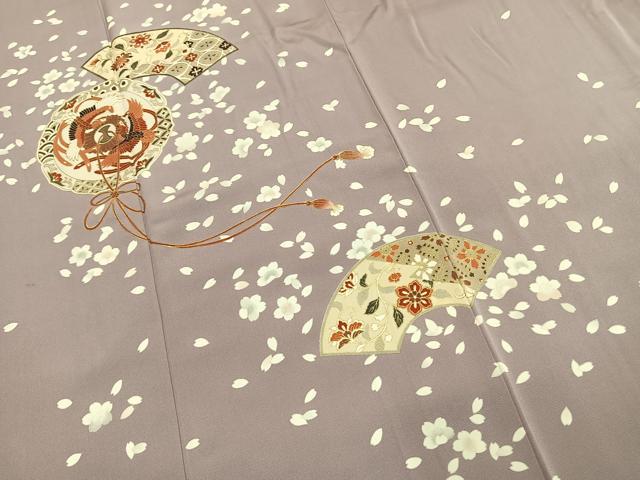 平和屋着物●訪問着 吉祥地紙花鳥文 金彩 正絹 逸品 AABF5973fy