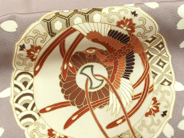 平和屋着物●訪問着 吉祥地紙花鳥文 金彩 正絹 逸品 AABF5973fy