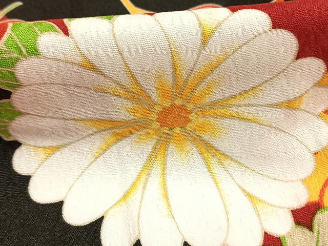 平和屋着物●振袖 草花文 洗える着物 未使用 AABF5974fy