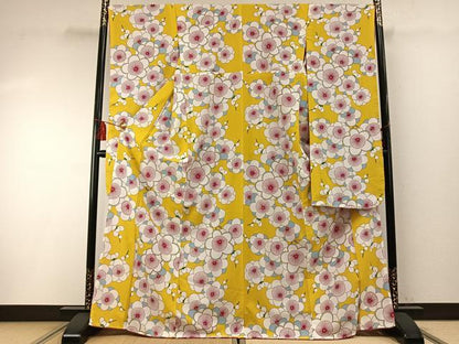 平和屋着物●振袖 舞花文 洗える着物 未使用 AABF5975fy