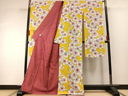 平和屋着物●振袖 舞花文 洗える着物 未使用 AABF5975fy