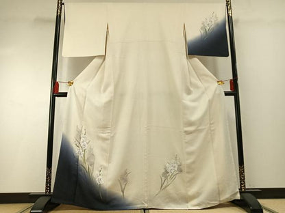 平和屋着物●訪問着 手描き 草花文 暈し染め 銀彩 やまと誂製 正絹 逸品 AABF5977fy