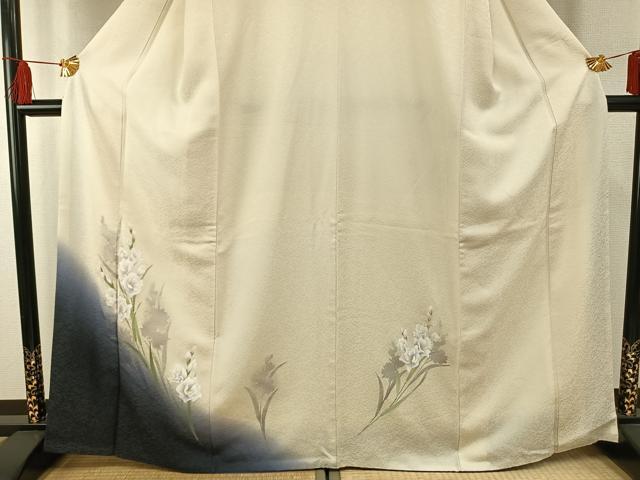 平和屋着物●訪問着 手描き 草花文 暈し染め 銀彩 やまと誂製 正絹 逸品 AABF5977fy