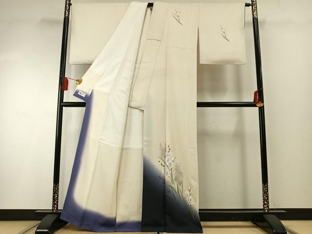 平和屋着物●訪問着 手描き 草花文 暈し染め 銀彩 やまと誂製 正絹 逸品 AABF5977fy