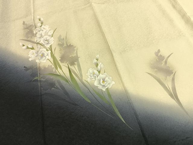 平和屋着物●訪問着 手描き 草花文 暈し染め 銀彩 やまと誂製 正絹 逸品 AABF5977fy