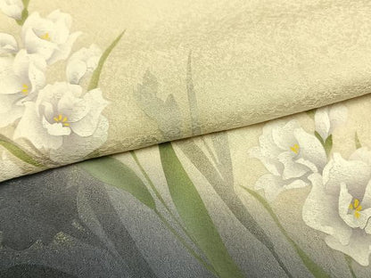 平和屋着物●訪問着 手描き 草花文 暈し染め 銀彩 やまと誂製 正絹 逸品 AABF5977fy