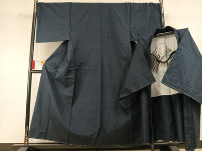 平和屋着物●男性　紬　アンサンブル　褐返色　キングサイズ　正絹　逸品　未使用　AABF5978fy