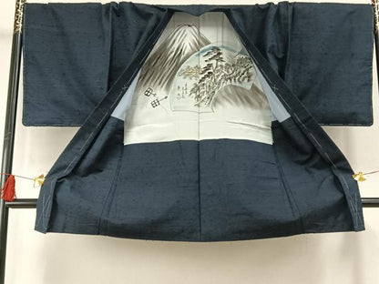 平和屋着物●男性　紬　アンサンブル　褐返色　キングサイズ　正絹　逸品　未使用　AABF5978fy