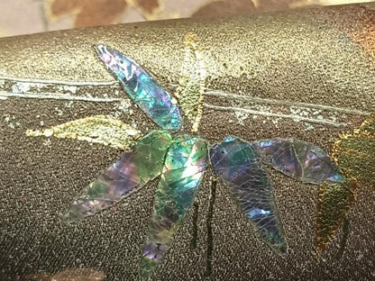 平和屋着物●訪問着　作家物　手描き　珠虹箔　螺鈿　繪夢工房　風景花文　暈し染め　金銀彩　反端付き　正絹　逸品　AABF5979fy