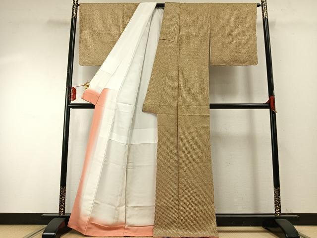 平和屋着物●上質な小紋　総絞り　正絹　逸品　AABF5982fy