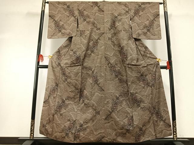 平和屋着物●本場大島紬　一元7マルキ　枝花文　正絹　逸品　AABF5983fy