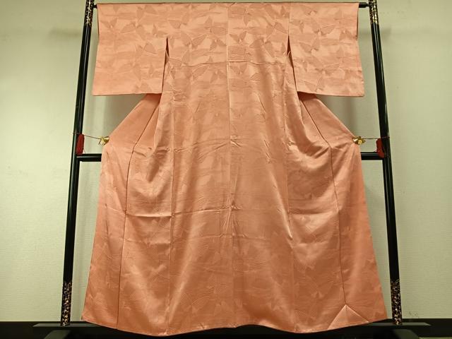 平和屋着物■上質な色無地 舞蝶地紋 東雲色 正絹 逸品 AABF5987fy