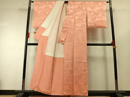 平和屋着物■上質な色無地 舞蝶地紋 東雲色 正絹 逸品 AABF5987fy
