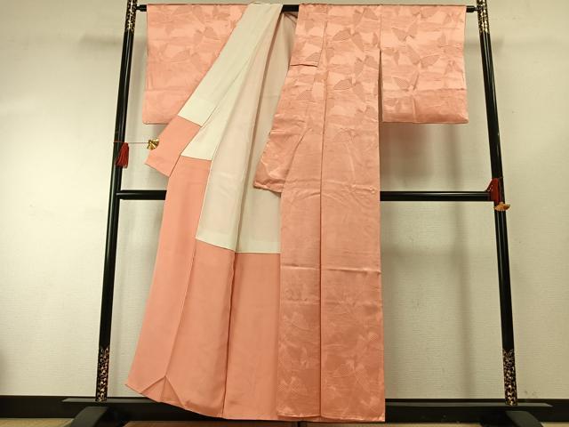 平和屋着物■上質な色無地 舞蝶地紋 東雲色 正絹 逸品 AABF5987fy