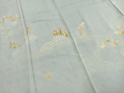 平和屋着物■豪華色留袖 刺繍 流水花文 金糸 正絹 逸品 AABF5990fy