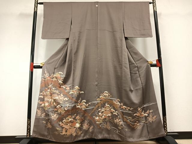平和屋着物■豪華色留袖 刺繍 風景花文 金糸 金彩 正絹 逸品 AABF5994fy
