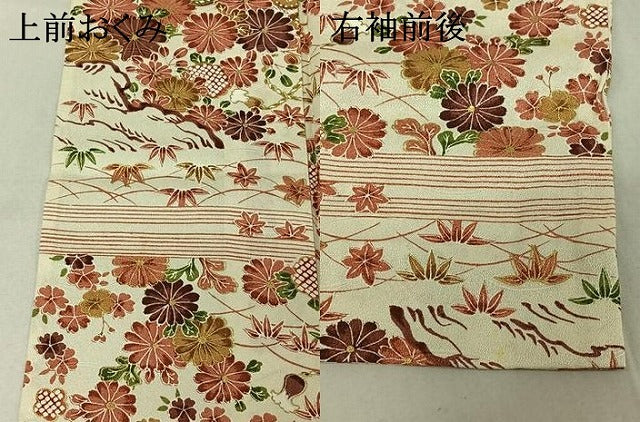 平和屋着物▽上質な小紋 単衣 花鼓文 金彩 正絹 逸品 AABF6002jh