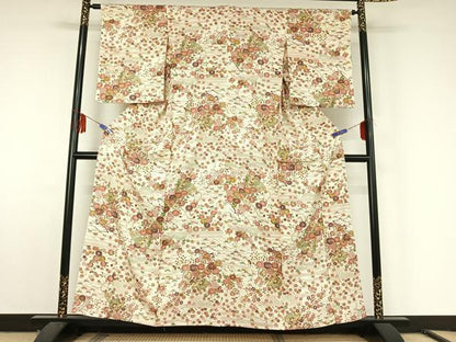 平和屋着物▽上質な小紋 単衣 花鼓文 金彩 正絹 逸品 AABF6002jh