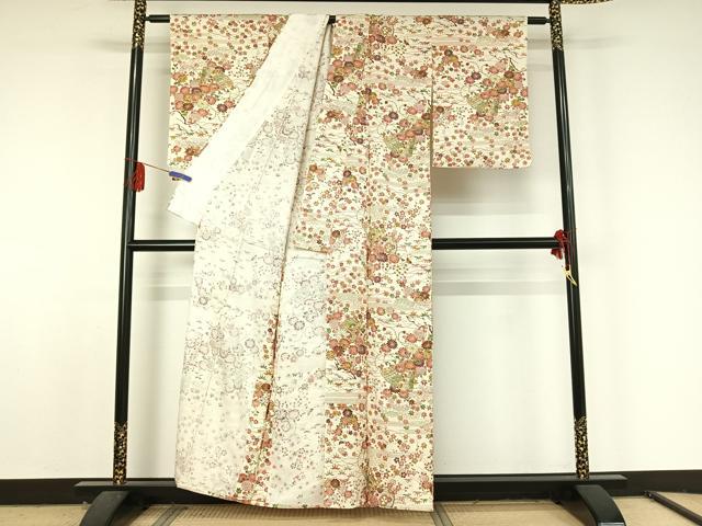 平和屋着物▽上質な小紋 単衣 花鼓文 金彩 正絹 逸品 AABF6002jh