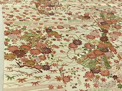 平和屋着物▽上質な小紋 単衣 花鼓文 金彩 正絹 逸品 AABF6002jh