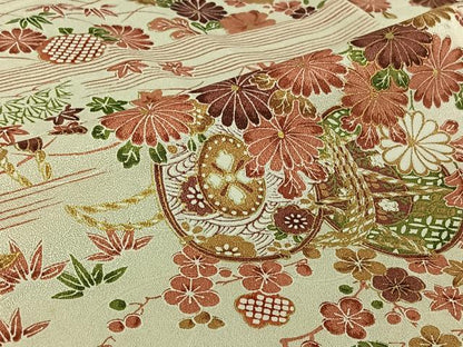 平和屋着物▽上質な小紋 単衣 花鼓文 金彩 正絹 逸品 AABF6002jh