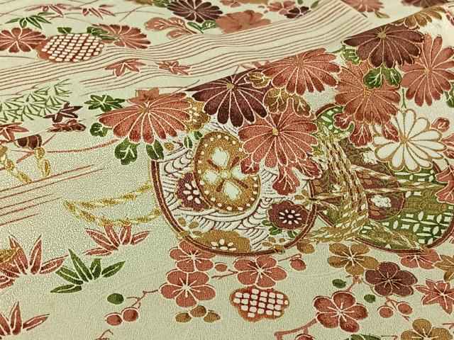 平和屋着物▽上質な小紋 単衣 花鼓文 金彩 正絹 逸品 AABF6002jh