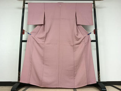 平和屋着物▽上質な色無地 単衣 石竹色 正絹 逸品 AABF6004jh