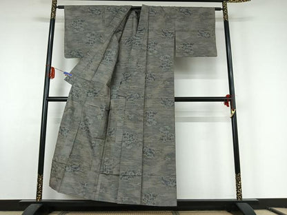平和屋着物▽本場大島紬 単衣 7マルキ 風景花文 正絹 逸品 AABF6005jh