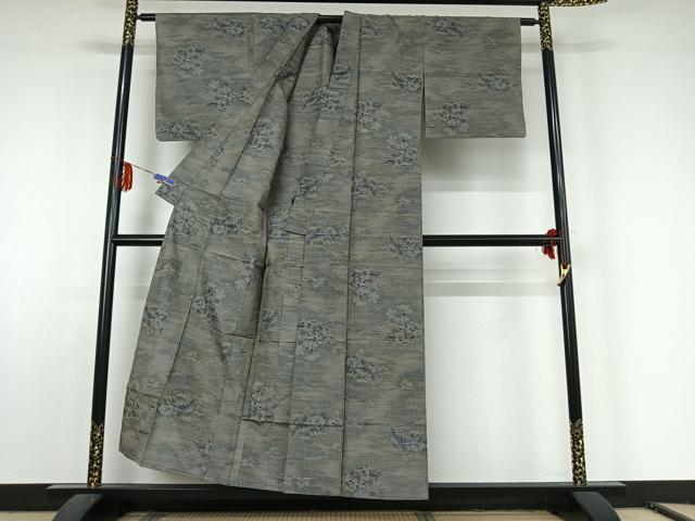 平和屋着物▽本場大島紬 単衣 7マルキ 風景花文 正絹 逸品 AABF6005jh