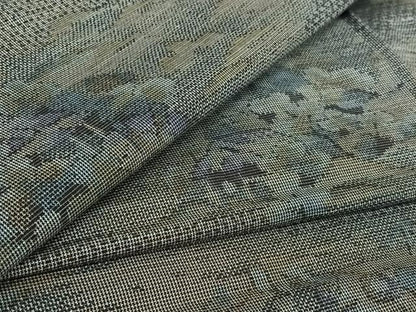 平和屋着物▽本場大島紬 単衣 7マルキ 風景花文 正絹 逸品 AABF6005jh