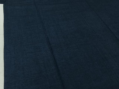 平和屋着物▽男性 紬 アンサンブル 単衣 濃藍色 正絹 逸品 AABF6006jh