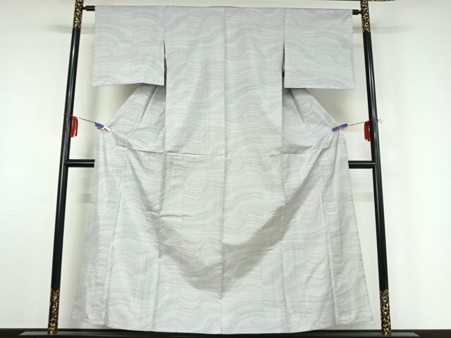 平和屋着物▽本場大島紬 単衣 白大島 9マルキ 横段文 正絹 逸品 AABF6007jh